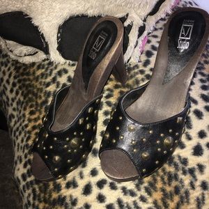Black Slip On Sandals with Studs 8